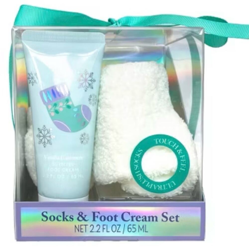 Vanilla Clementine Socks & Foot Cream Set - White